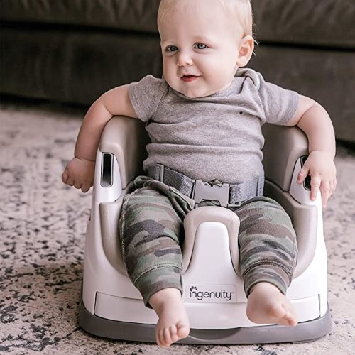 Ingenuity Baby Base 2-in-1 Booster Feeding and Floor Seat with Self-Storing Tray - Cashmere