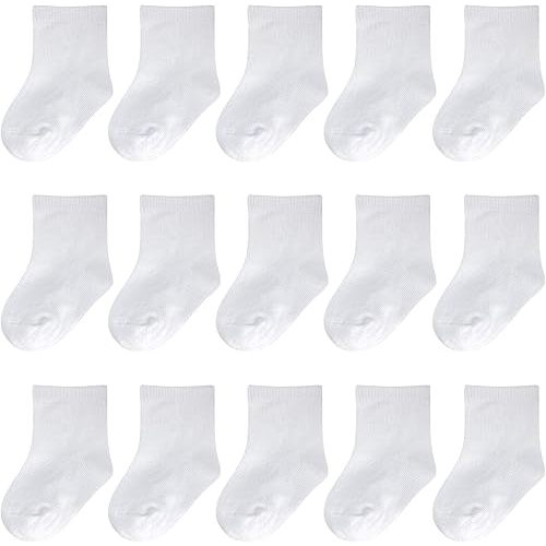 Baby Socks - White Crew Socks for Newborns & Infants - 15 Pack (0-3/3-6/6-12 months) - Baptism & Christening - Girls & Boys
