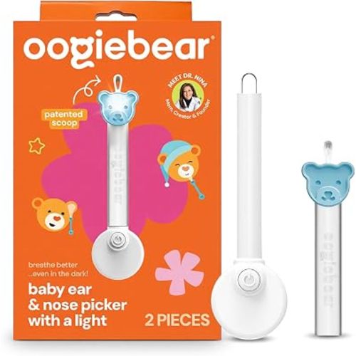 oogiebear Brite - Baby Nose Cleaner and Ear Wax Removal Tool. Baby Gadget with Nighttime LED Light. Safe Snot Booger Picker for Newborns, Infants & Toddlers