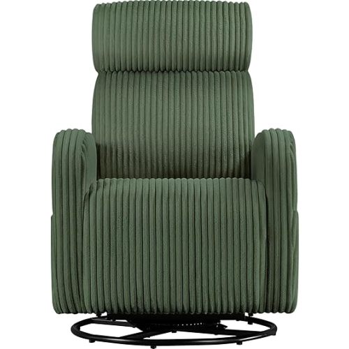 Topeakmart 360° Swivel Nursery Rocking Chairs, Glider Rocker with Side Pockets, upholstered Rocking Chair Reading Chairs for Living Room, Dark Green