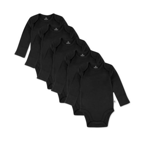 Black in size newborn 5-Pack Organic Cotton Long Sleeve Bodysuits | Honest Baby Clothing