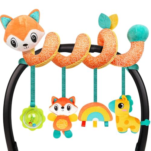 Baby Car Seat Toys Activity Stroller Toy for Boys Girls 0 3 6 9 10 12 Months, Spiral Hanging Plush Toys, Baby Shower Thank You Valentine's Gifts