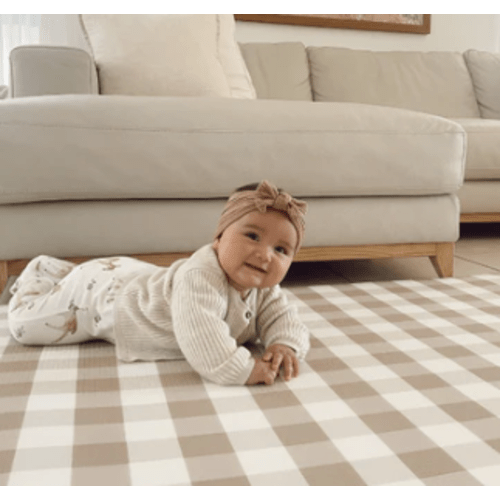 Gingham Play Mat - Latte – Munchkin & Bear