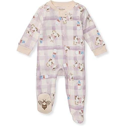 Burt's Bees Baby Girls Footed One-Piece Pajamas, Sleep and Play Loose Fit, 100% Organic Cotton, Sizes NB to 6-9 Months