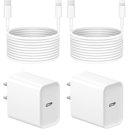 10 Ft i Phone Fast Charger, 2-Pack 20W Super Fast Charger with Long Fast Charging Cable for iPhone 14/13/12/11 Pro Max,14 Plus,Mini,Pro/XS/SE/XR/iPad - white