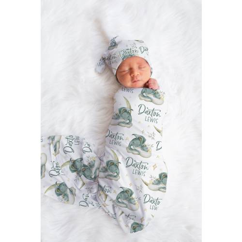 Dragon Swaddle Blanket, Dragon Personalized Baby Blanket, Baby Blanket, Personalized Baby Blanket, Baby Shower Gift, Dragon Swaddle Set B49