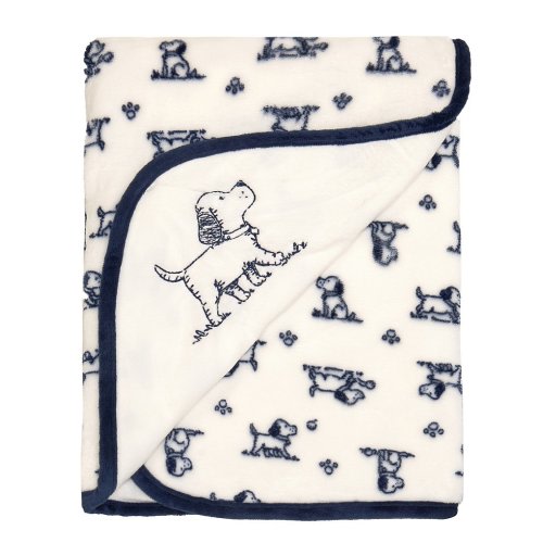 Little Me Baby Boys Puppy Toile Print Reversible Flannel Blanket