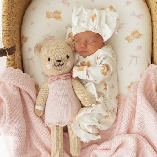 Frill Zip Romper | Pink Teddies