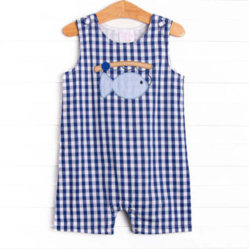 Reel 'Em In Applique Jon Jon, Navy – Stitchy Fish