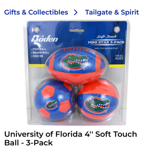 University of Florida 4'' Soft Touch Ball - 3-Pack