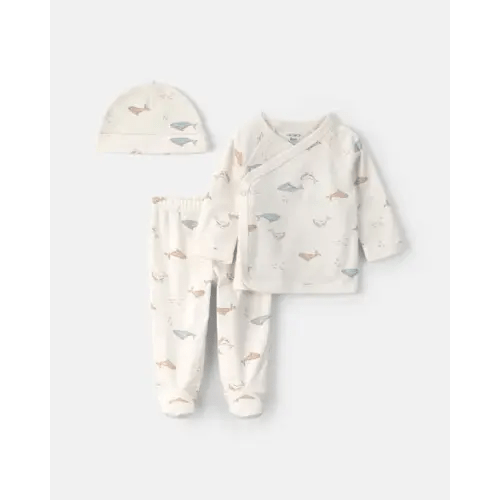 Baby 3-Piece Whale Long-Sleeve Top & Pant Set - Ivory | Carter's