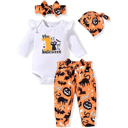 fioukiay Baby Girls Clothes Infant Romper Bodysuit Pants Set with Headband