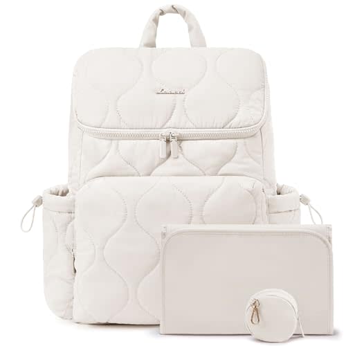 LOVEVOOK Diaper Bag Backpack,Lightweight Baby Diaper Bag for Moms Dads,Baby Bag for Boys Girls with Insulated Pockets, Changing Pad, Stroller Straps and Pacifier Case,Beige