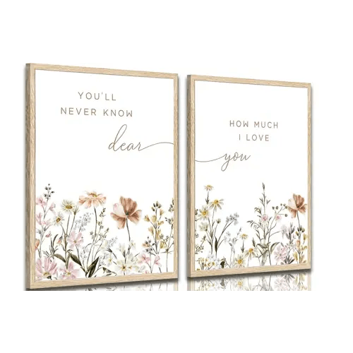 libitea 2 Pcs Wildflower Nursery Wall Art Flower Botanical Sentence Poster Painting Picture Wall Decor Boho Girl Nurseries PrintArtwork for Nursery Baby Room Living Room Bedroom Home Decoration