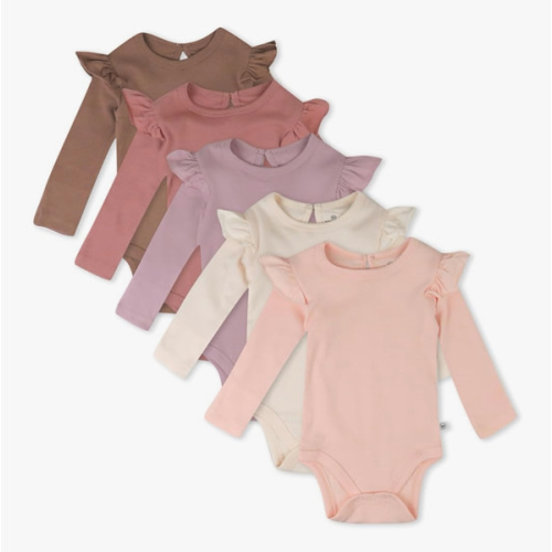 HonestBaby Long Sleeve Bodysuits Multipack Organic Cotton for Infant Baby Girls