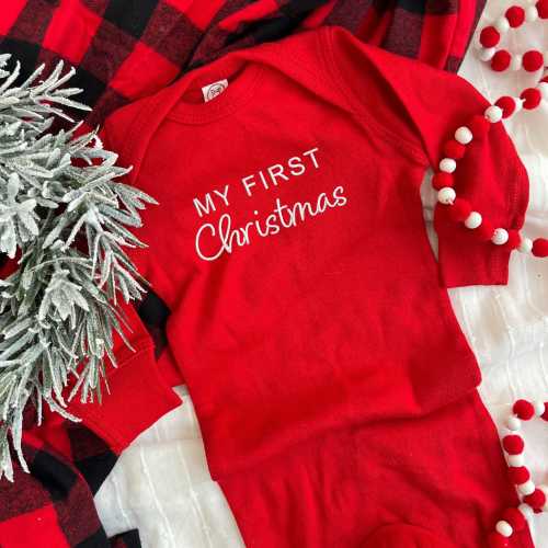 Embroidered My First Christmas Infant Bodysuit | Baby's First Christmas | New Baby Gift | Baby Shower Gift 1st Christmas | Gift | RS12EFC1