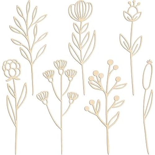Wooden Flowers Wildflower Wall Decor 7 Pcs Colorable Wood Flowers Cutout Signs Boho Nursery Decor for Girl Baby Bedroom Living Room Home Decoration Bohemian Wall Hanging Art for DIY Crafts (a)