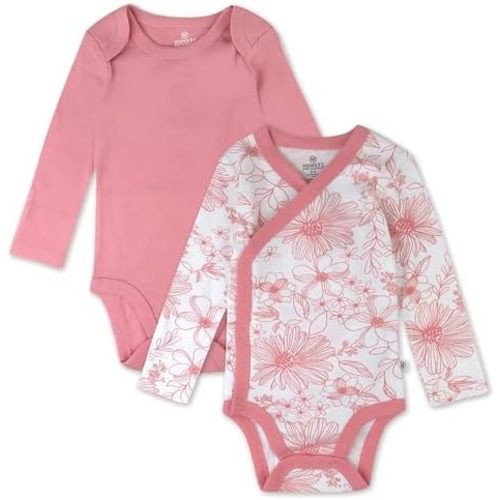 HonestBaby Baby Long Sleeve One-Piece 100% Organic Cotton Bodysuits, Multipack