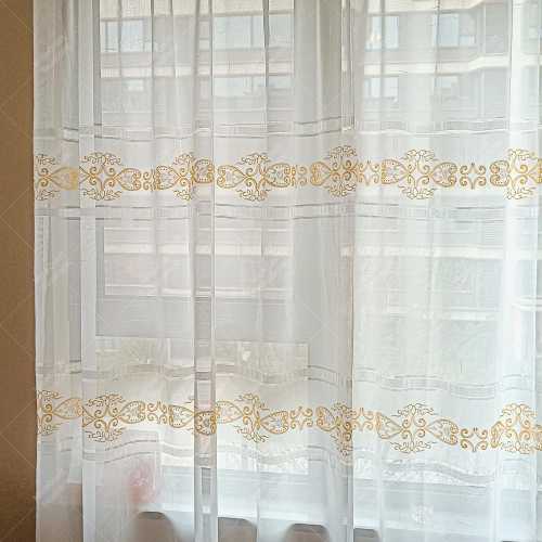Floral Embossed Lace Sheer Curtain: Light-Filtering Drapes, Custom Size