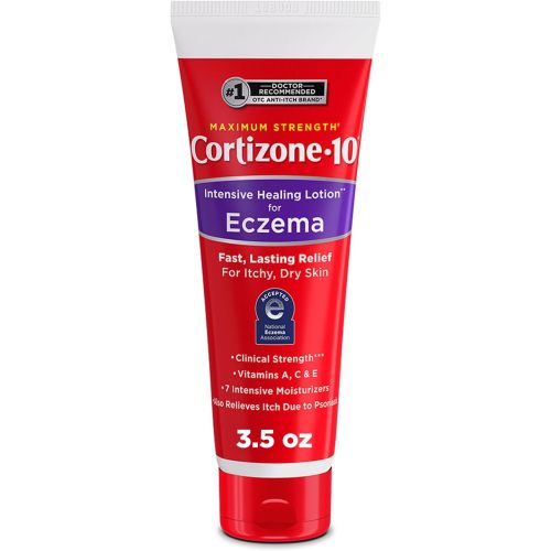 Cortizone-10 Maximum Strength Intensive Healing Itch Relief Lotion for Eczema, 1% Hydrocortisone, Fast-Acting, Anti-Itch Cream for Minor Skin Irritations, Rashes and Inflammation Due to Eczema, 3.5 oz