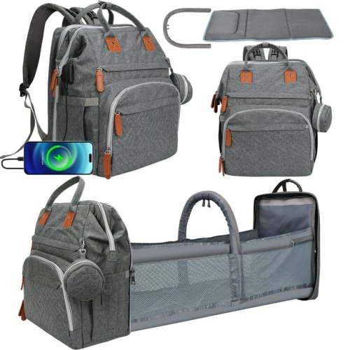 Derstuewe Baby Diaper Bag Backpack with Changing Station, Pacifier Case, Grey Color