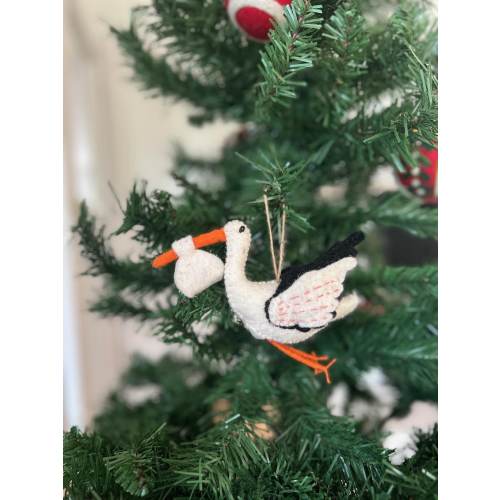 Anhänger Storch I Filz Christbaumschmuck I Weihnachtsdeko I Babyparty I Klapperstorch I Frühlingsdeko