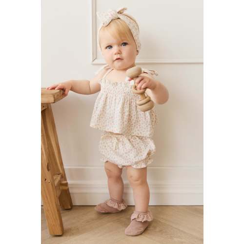 Organic Cotton Emmeline Top - Posy Garden Pink 3-6m