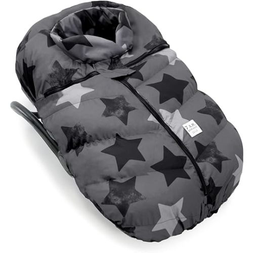 7AM Infant Car Seat Cover - Winter Puffy Cover with Center Zipper for Baby Boys & Girls, Lightweight, Windproof & Water-Repllent Outer Shell, Universal Fit for Infant Car Seat | (0-12M)