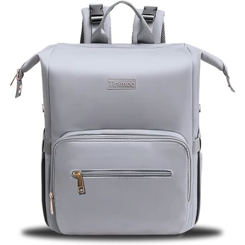 Diaper Bag Backpack, Stylish Baby Diaper Bag with Changing Pad, Baby Essentials Travel Fasion Water-Repellent Lightweight Diaper Bags with Insulated Pockets, Stroller Clips-Unisex, Cool Grey