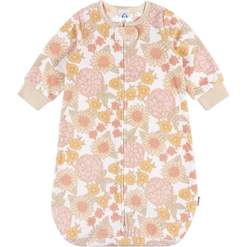 Gerber Baby Unisex Fleece Wearable Blanket, Pink Floral, 0-6 Months