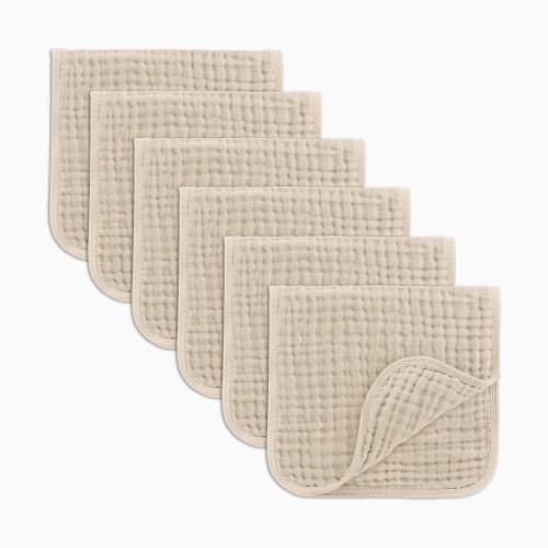 Comfy Cubs 6-Layer Muslin Burp Cloths Set - Sand, 6