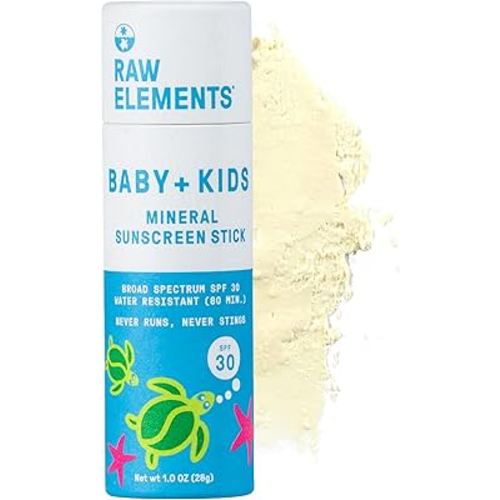 Raw Elements Baby & Kids SPF 30 Organic Sunscreen Stick, Non-Nano Zinc Oxide, Reef-Safe, Cruelty-Free, Gluten & Nut Free, Zero Waste Tube, Travel Sunblock 1.0 oz