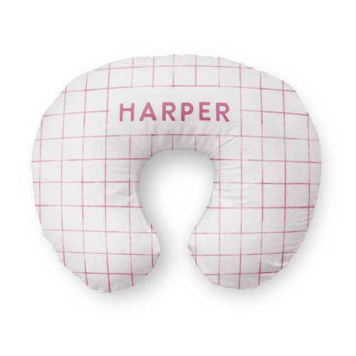 Personalized Nursing Pillow Covers | Pink Grid