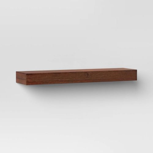 24" Floating walnut brown shelf - Threshold™: Modern Storage, Wall Mount, Includes Hardware