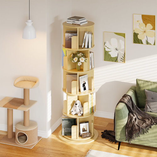 Ebern Designs 360° Rotating Bookshelf, 5 Tiers Corner Shelf, Rotating Bookcase For Bedroom, Living Room & Reviews | Wayfair