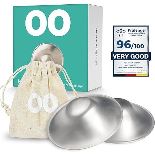 The Original Silver Nursing Cups by LoveNoobs, Nipple Shields for Breastfeeding Newborn, 999 Grade Silver Nipple Covers Breastfeeding, Regular Size