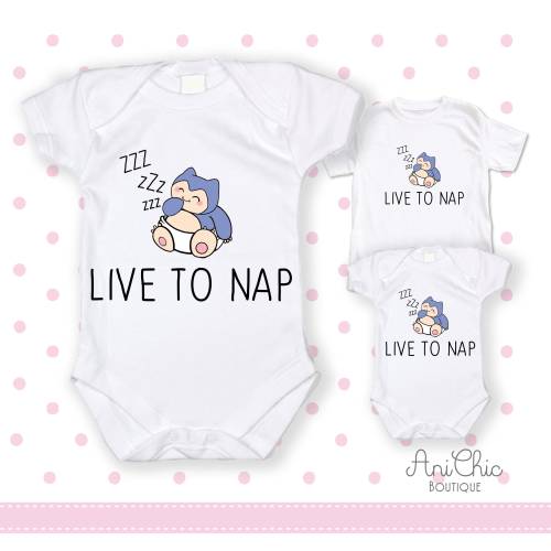 Live To Nap Unisex Baby Bodysuit, Snor Lax Bodysuit PIKA Bodysuit, Gift for loving parents of Little Sleepy Ones Valentine’s Day Gift