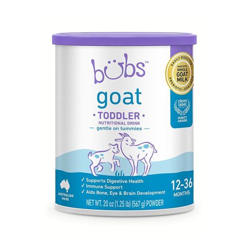 Bubs Goat Toddler Nutritional Drink, Non-GMO Whole Goat Milk-Based Gentle Formula, for Kids 12-36 Months, 20 oz