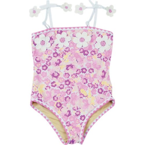 Crochet Pom One-Piece Swimsuit, 6-12M