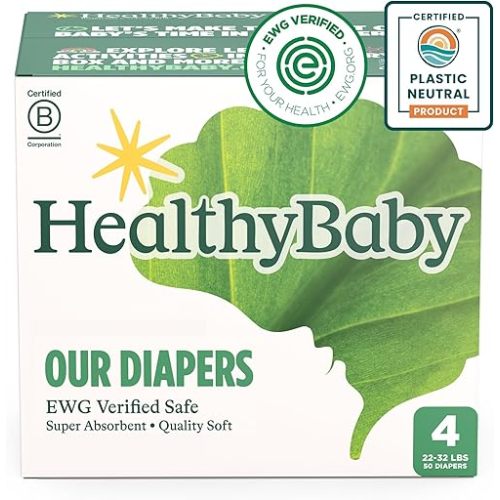 Our Diapers | EWG Verified Safe & Plant-Based Diapers | Absorbent for Leak Protection | Soft Organic Cotton Shell | Chlorine-Free Diaper for Sensitive Skin | Size 4 (50 Diapers)