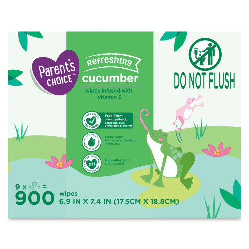 Parent's Choice Cucumber Scent Baby Wipes, 900 Count (Select for More Options)