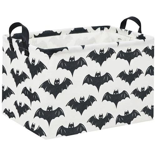 DDBASKET Batman Basket for Kids Gift Basket Empty Baby Basket for Boys and Girls Rectangular Toy Storage Basket Organizer Bin Box Cute Bat Room Decor for Home(Black Bats)