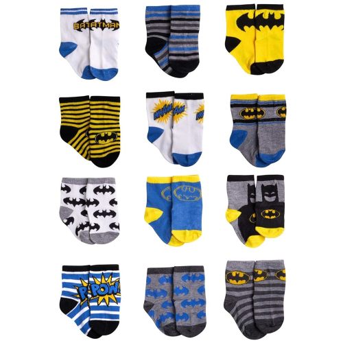 DC Comics Baby Boys’ and Girls’ Socks - 12 Pack Batman, Wonder Woman, Superman, Justice League, Super Girl Socks (0-24M)