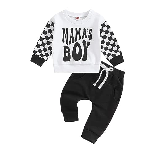 FOCUSNORM Toddler Baby Boy Outfits Newborn Infant Fall Winter Clothes Letters Sweatshirt Tops Elastic Waist Sweatpants Sets