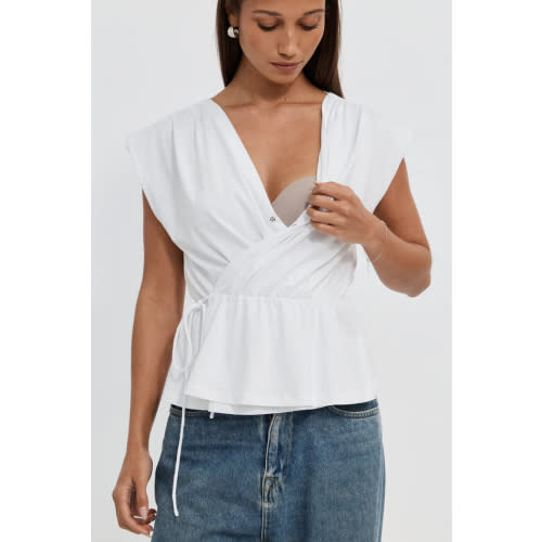 Whitney Draped Wrap Top - White – Apero Label | XS