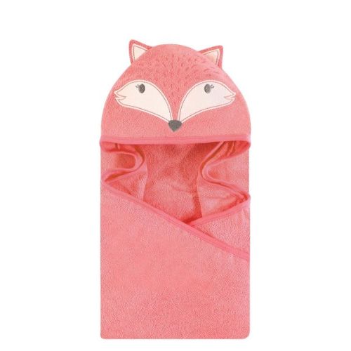 Hudson Baby Infant Girl Cotton Animal Face Hooded Towel, Miss Fox, One Size