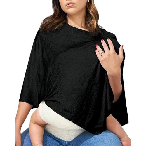 Bodily Everything Cover - Breathable Nursing Cover for Breastfeeding Women - Breast Feeding Covers for Women - Nursing Blanket & Feeding Cover - Black