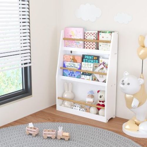 KWPZQEB Kids Bookshelf, Wooden 3 Tiers Book Shelf and Storage for Toys and Books, Wall Mount 3-Tier Book Shelf for Bedroom, Study, Living Room