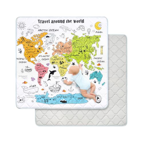 Baby Play Mat for Floor 50 * 50 inch, Extra Thick Soft Cushioning Foam Mat for Kids, Non Slip & Washable Crawling Mat for Toddler, Padded Play Mat for Baby Tummy Time