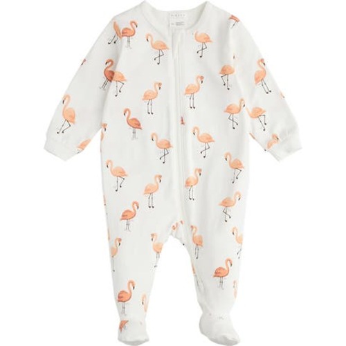 Flamingo Print Stretch Organic Cotton Footie Pajamas, 3m-6m